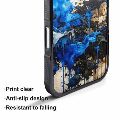 iPhone 17 Pro Max Case — Black &amp; Blue Ink Camo, Custom Print Case Cover