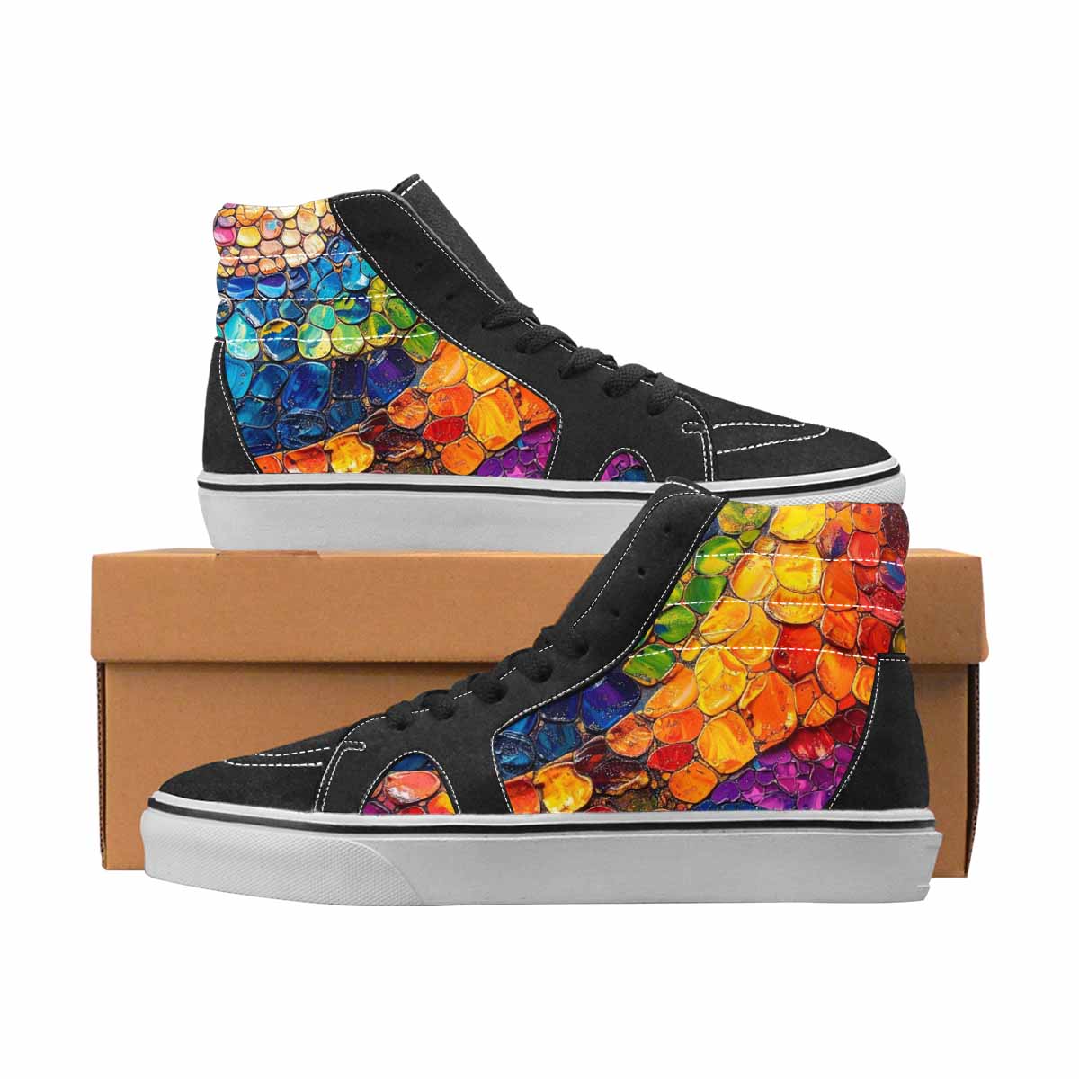 WOMEN'S Reptile Full Color High Top Canvas Bold Print Vivid Customized Sneakers