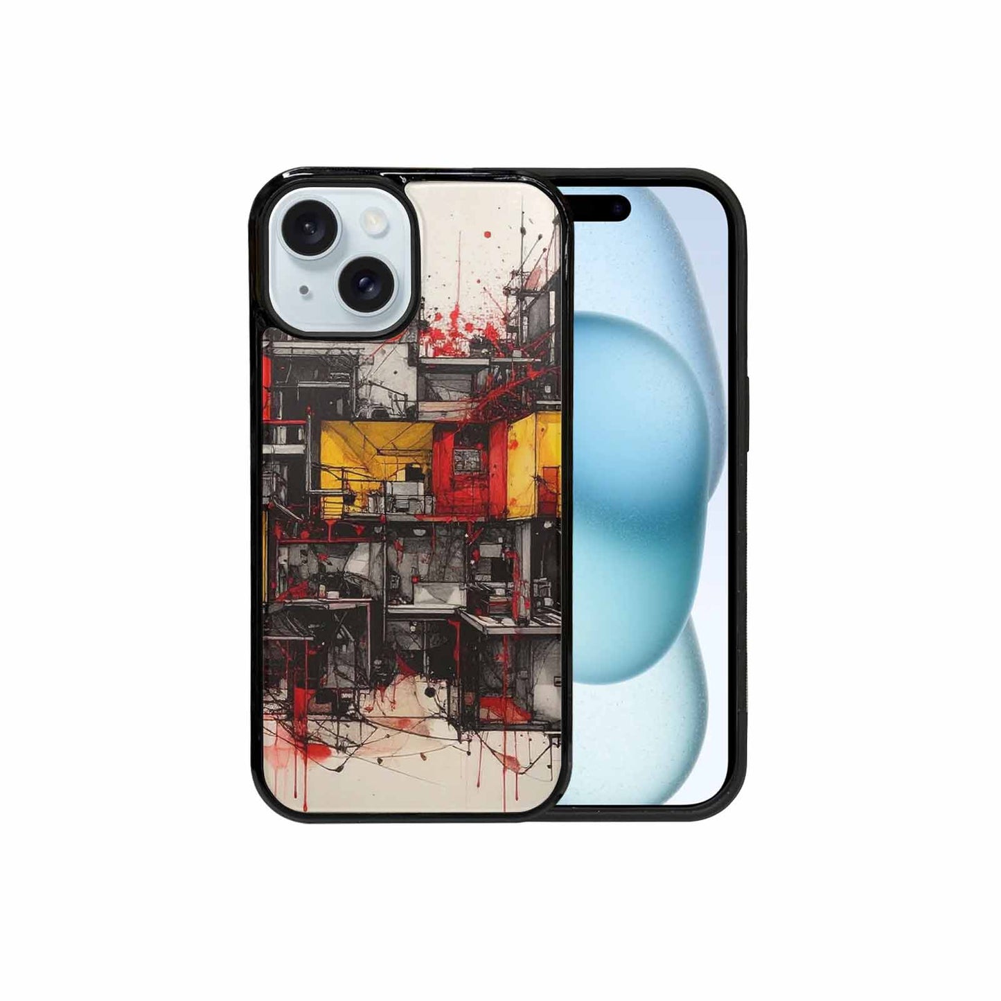 iPhone 15 Case — Liminal Space Fragment Black Red Ink, Custom Phone Case