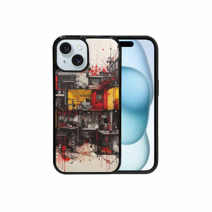 iPhone 15 Case — Liminal Space Fragment Black Red Ink, Custom Phone Case