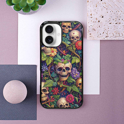 iPhone 16 Case — Skulls Botanicalskulls Pattern, Custom Phone Case