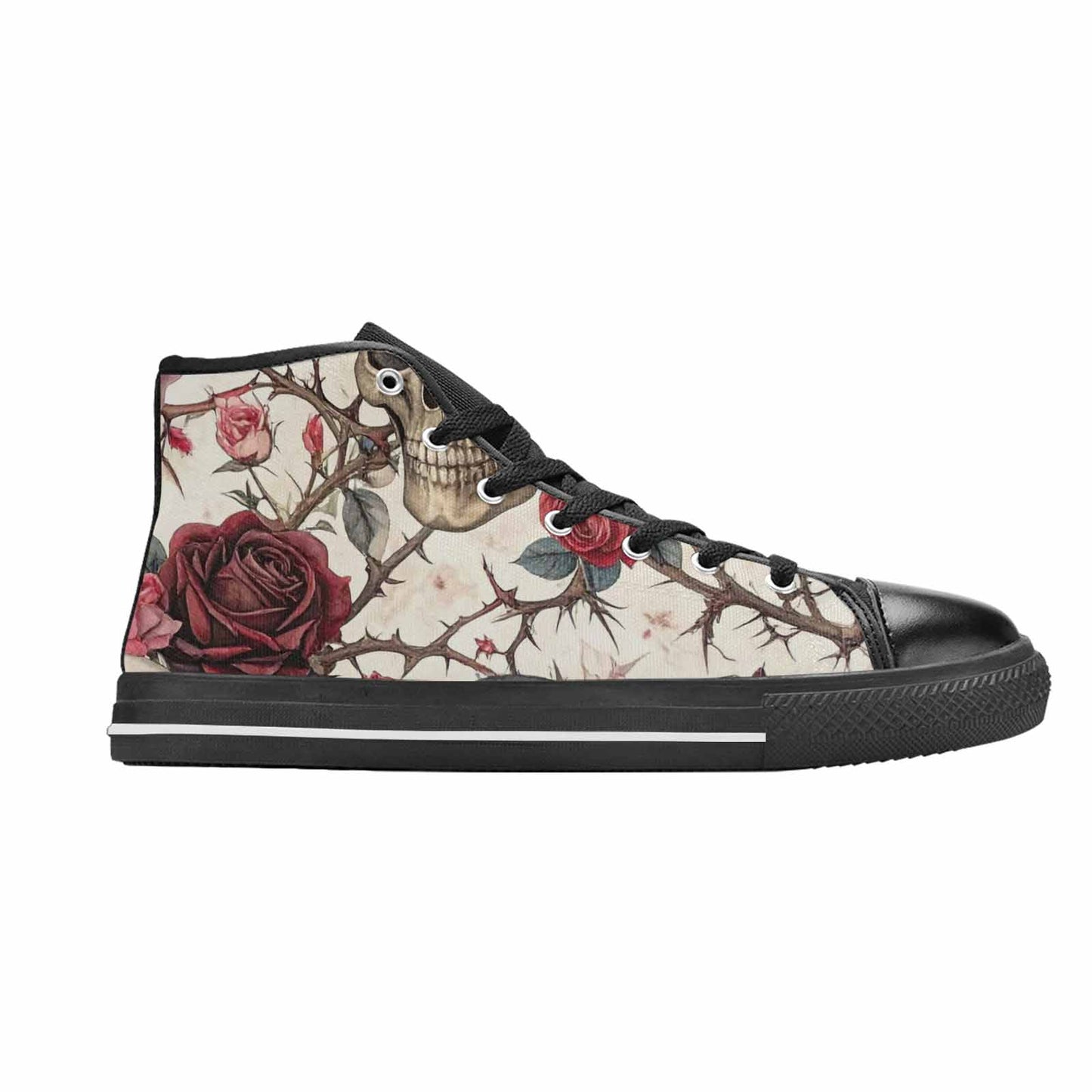 MEN'S Skulls - Roses High Top Canvas Cottagecore Shoes