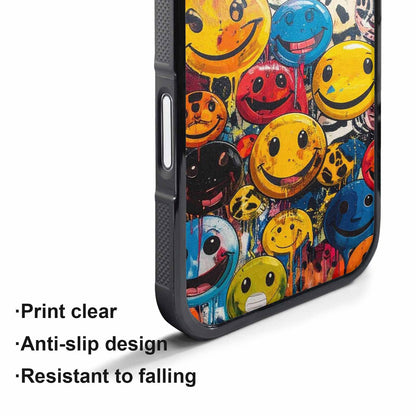 iPhone 17 Pro Max Case — Smiley Faces Pattern Hundreds Original Art, Custom Art Phone Cover
