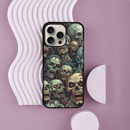 iPhone 16 Pro Max Case — Zombie Head Pattern Hundreds Of Small, Original Design Phone Case