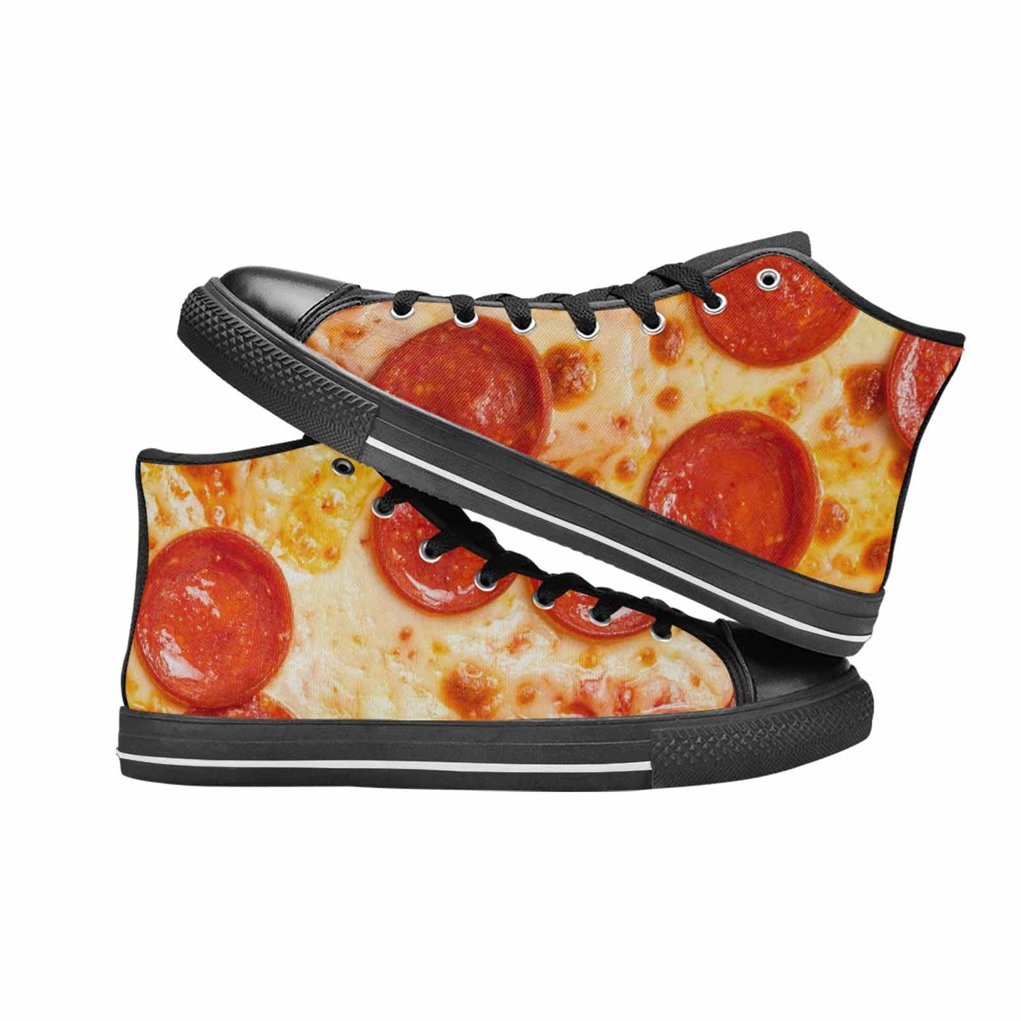 WOMEN'S Pepperoni Pizza Print High Top Canvas Grunge Shoes
