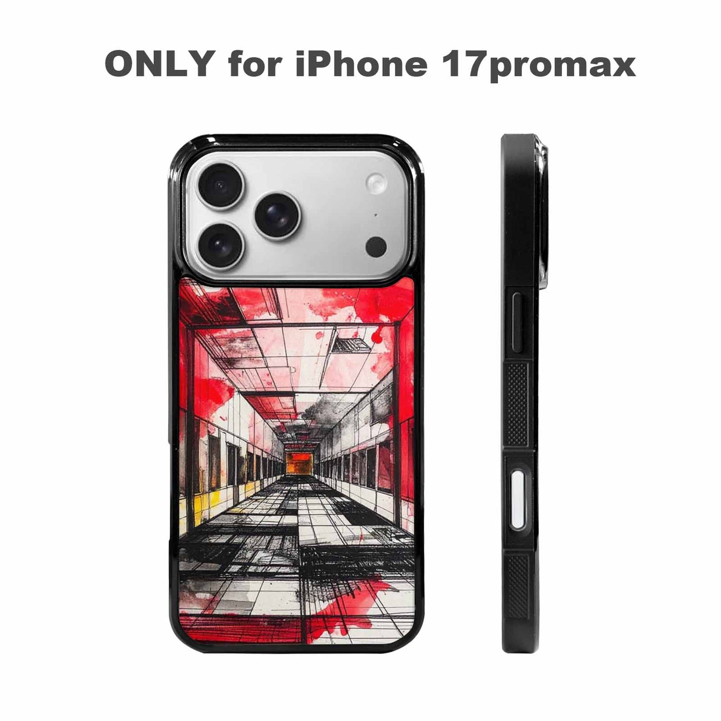 iPhone 17 Pro Max Case — Black &amp; Red Ink Galaxy Space, Original Design Phone Case