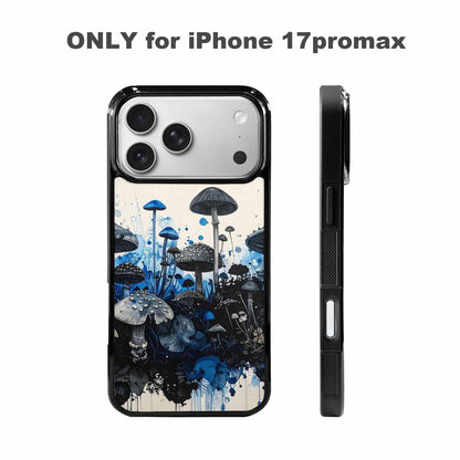 iPhone 17 Pro Max Case — Mushrooms (general) Black &amp; Original Art, Unique Phone Case Design