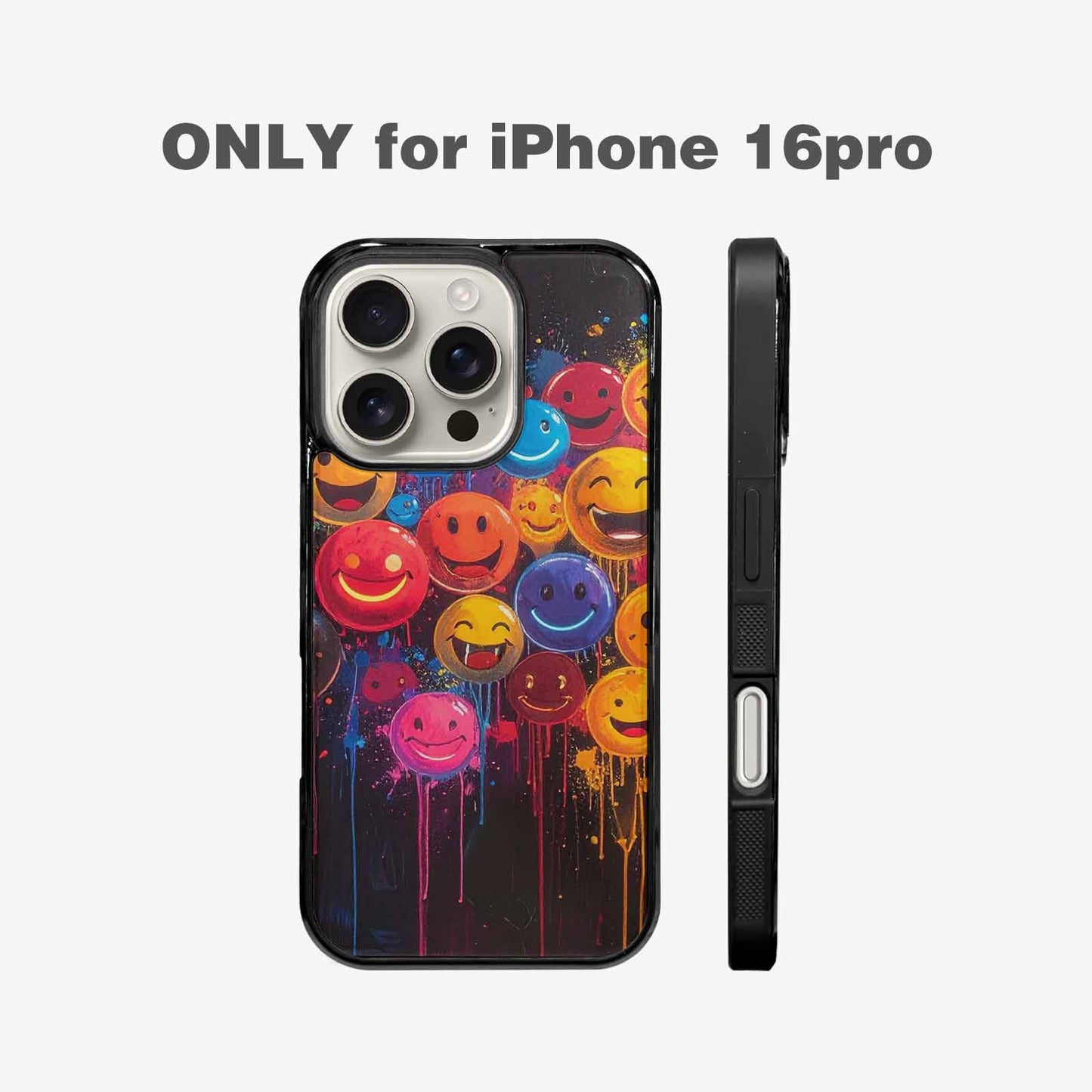 iPhone 16 Pro Case — Smiley Faces Glow Smiley Faces Pattern, Customized Protective Case