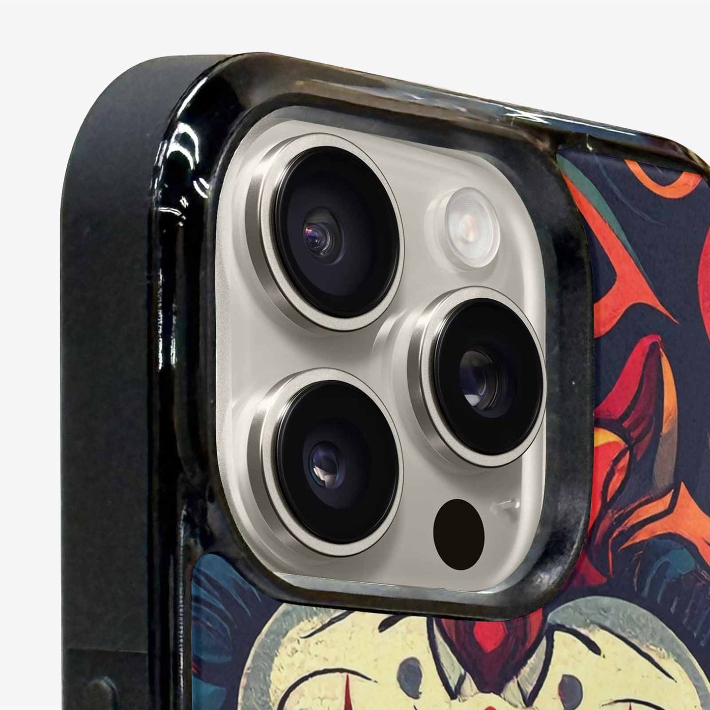 iPhone 16 Pro Case — Evil Circus Heads Faces Overlapping Patterns, Custom Printed Phone Case