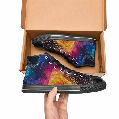 MEN'S Galaxy Snake Print High Top Canvas Neon Fantasy Sneakers