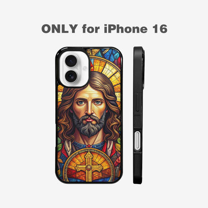 iPhone 16 Case — Jesus Face Small Cross And Faith, Custom Art Phone Cover