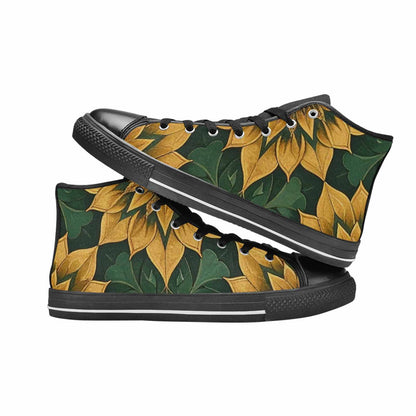 WOMEN'S Sunflower Mandala Kaleidoscope High Top Canvas Neon Fantasy Sneakers