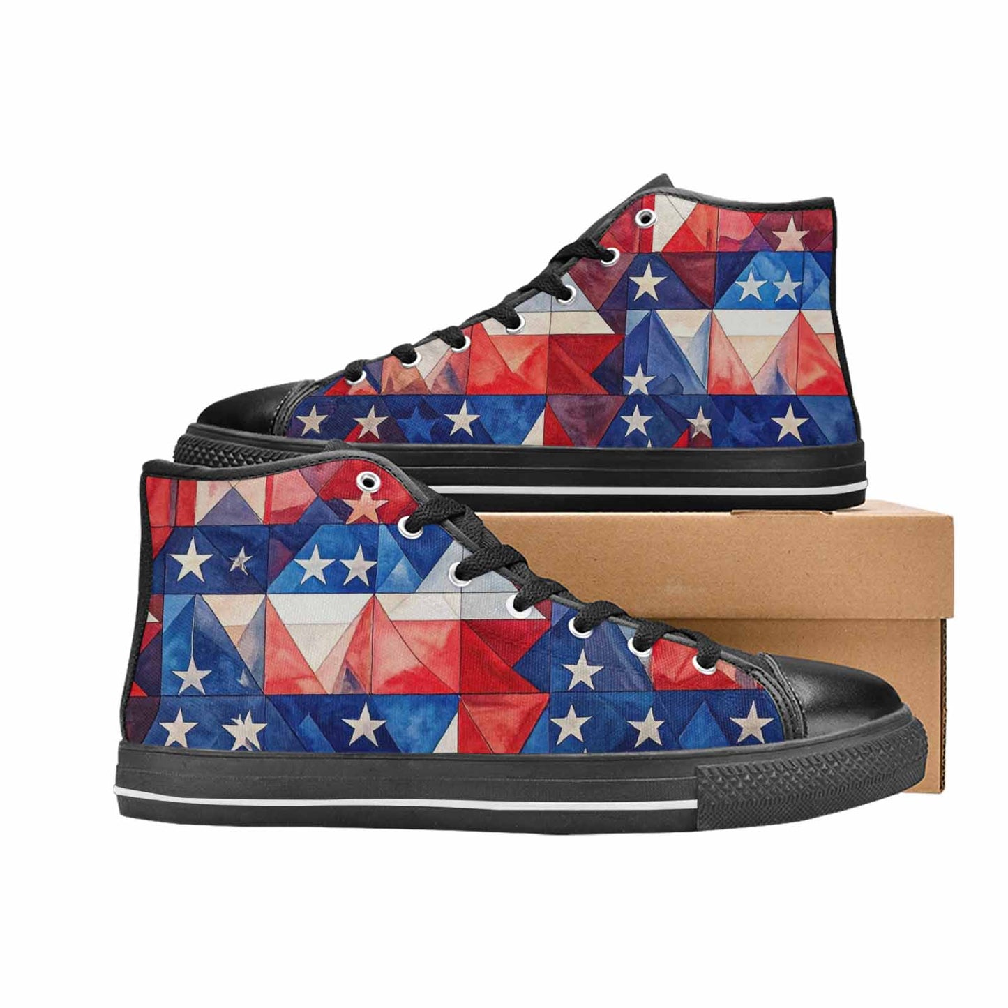 MEN'S American Flag Stars High Top Canvas Surreal Custom Shoes