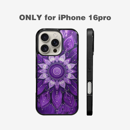 iPhone 16 Pro Case — Purple Mandala Bohemian Print Edge To, Custom Made Phone Cover