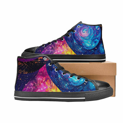 WOMEN'S Galaxy Snake Print High Top Canvas Aesthetic Custom Sneakers