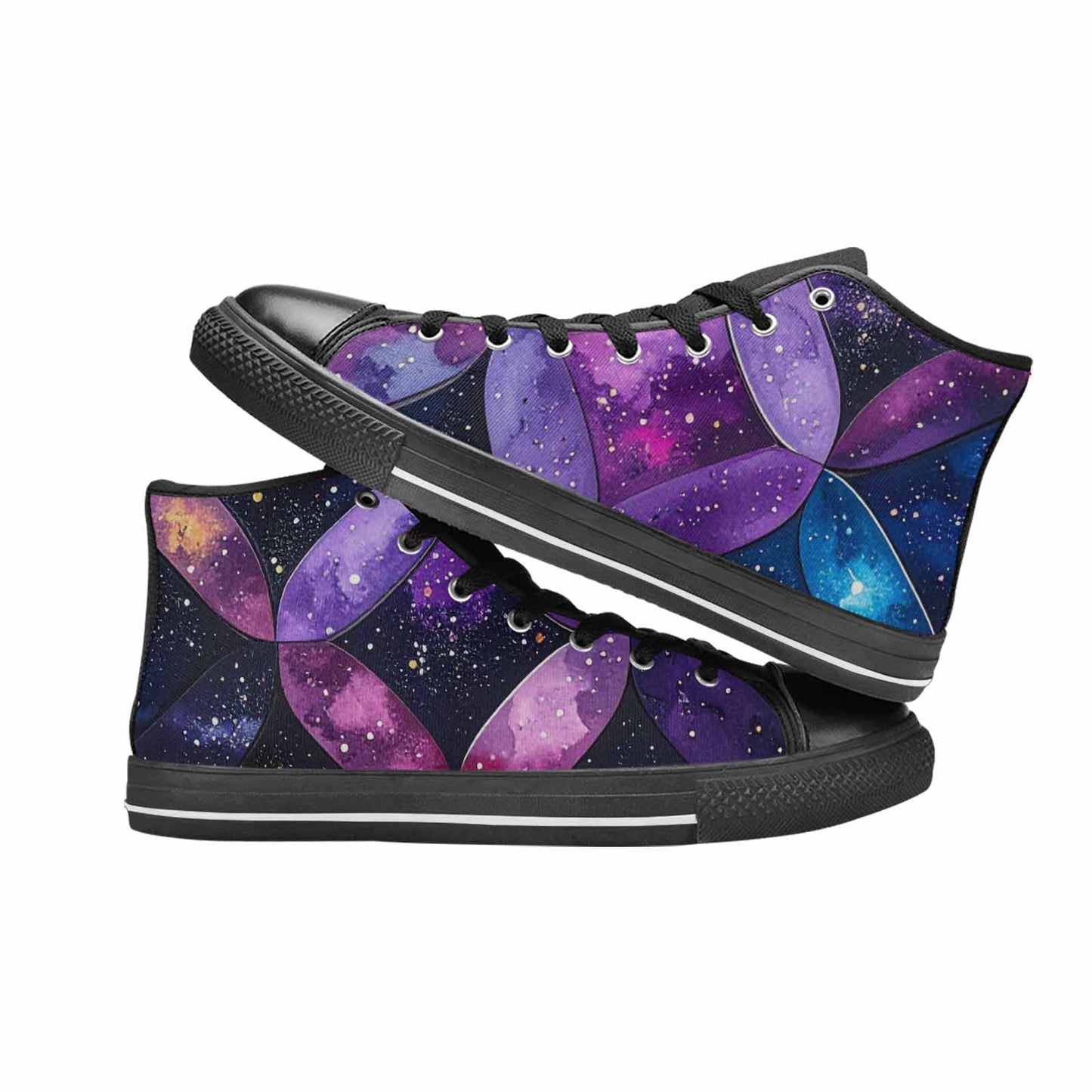 WOMEN'S Galaxy Stars Nebula High Top Canvas Vibrant Chaos Custom Shoes