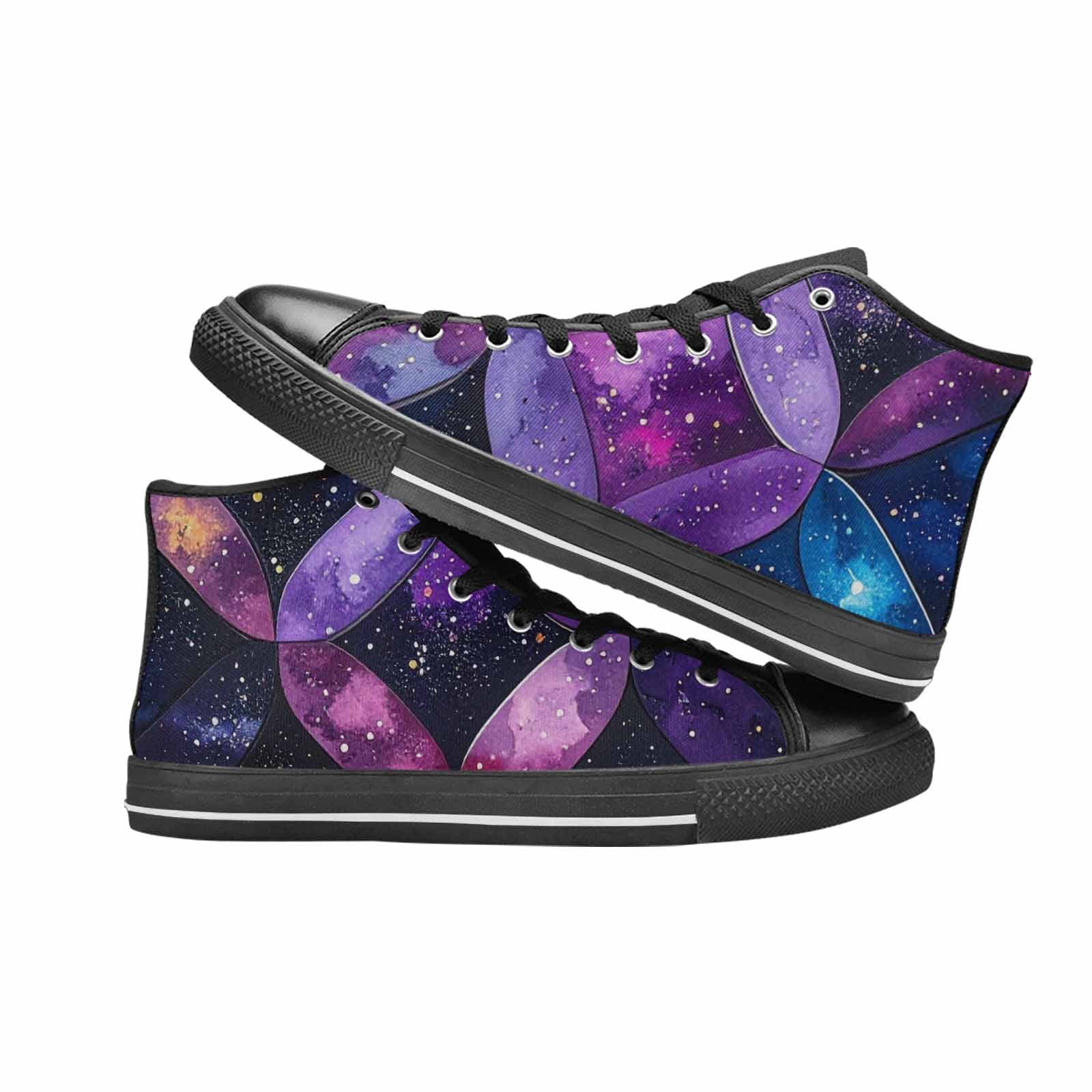 WOMEN'S Galaxy Stars Nebula High Top Canvas Vibrant Chaos Custom Shoes