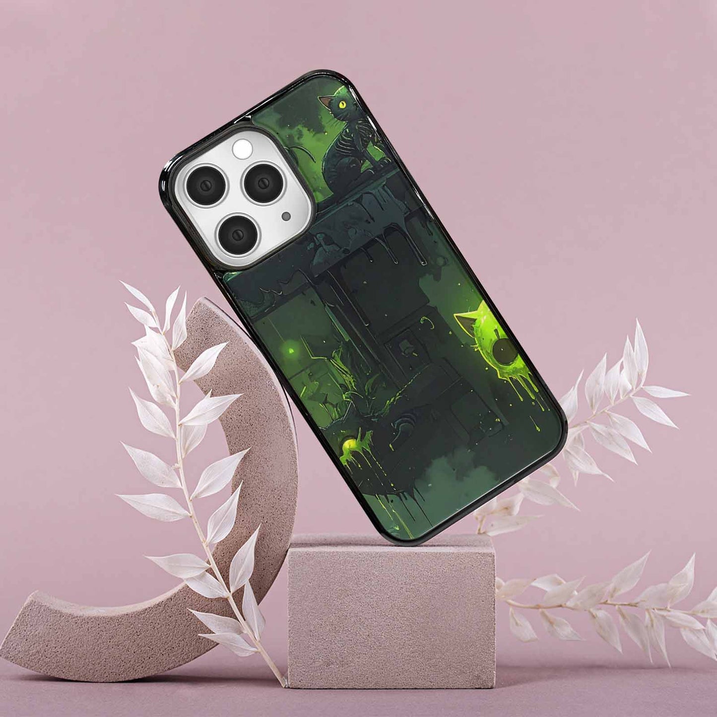 iPhone 15 Pro Max Case — Toxic Melting Skeleton Cats Small Toxic, Custom Print Case Cover