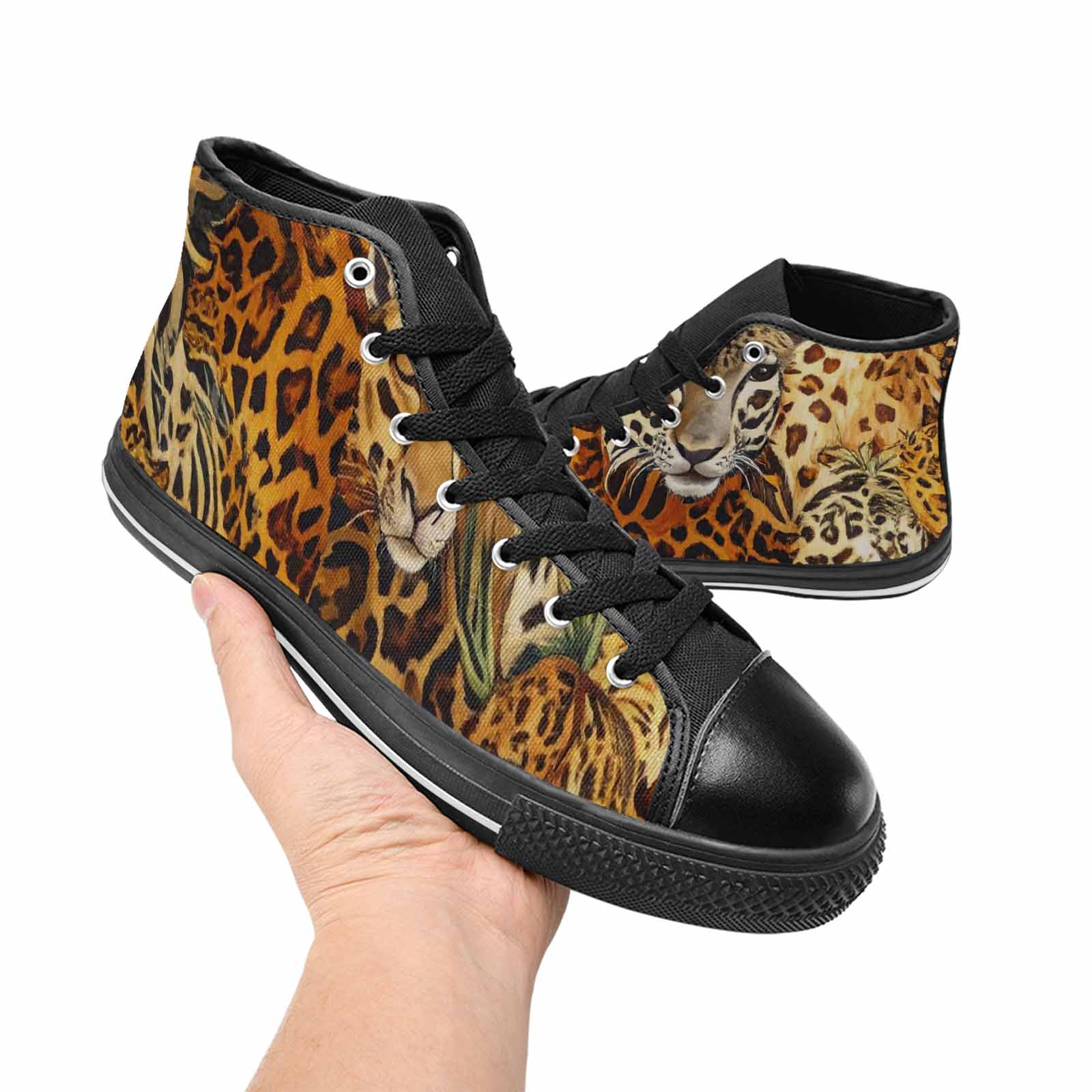MEN'S Animal Print High Top Canvas Neon Fantasy Custom Sneakers