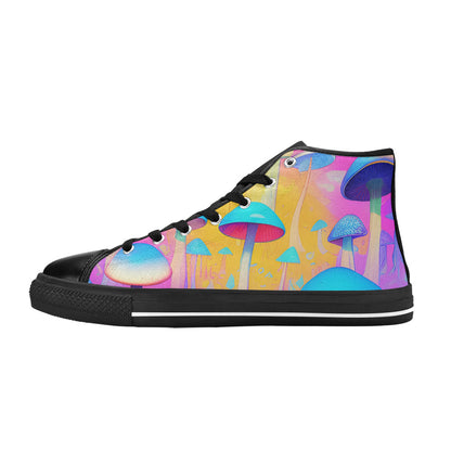 WOMEN'S Cc Mushroom Art 3 High Top Canvas Neon Fantasy Custom Shoes