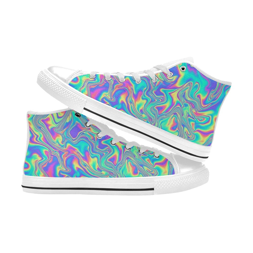 WOMEN'S Holographic Tribal Blaze 4 High Top Canvas Grunge Custom Shoes