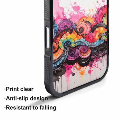 iPhone 17 Pro Case — Tie Dye Swirls Black Pink Tie, Custom Print Case Cover