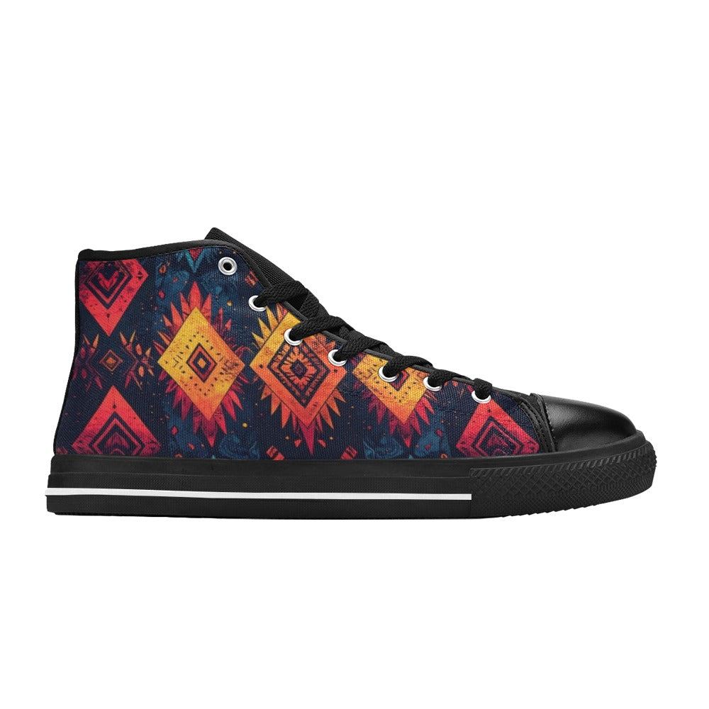 Wild Tribal Ripple 2 Men's High Top Canvas Shoes