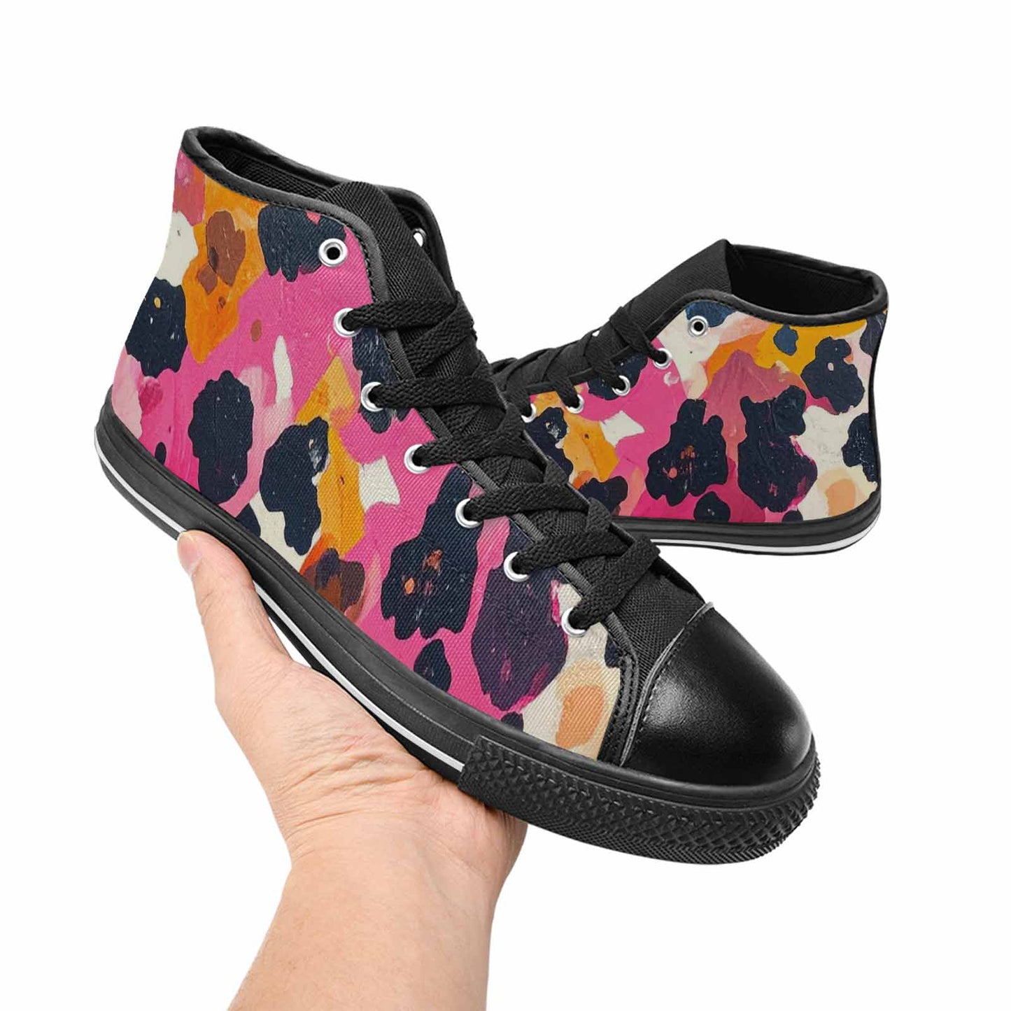MEN'S Cow Animal Print High Top Canvas Vivid Custom Sneakers