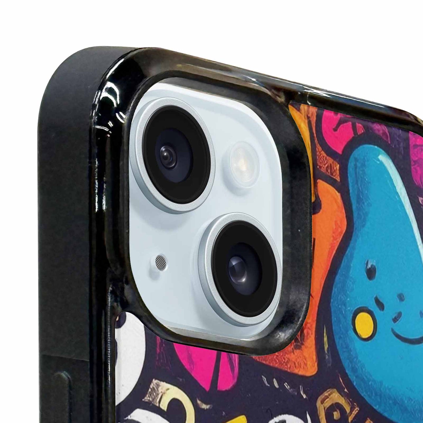 iPhone 15 Plus Case — Hand Drawn Icon Doodle Pattern Hundreds, Unique Phone Case Design