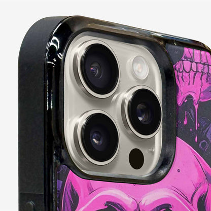 iPhone 16 Pro Case — Pink Purple Skeletons Neon Drip Melting, Custom Print Case Cover