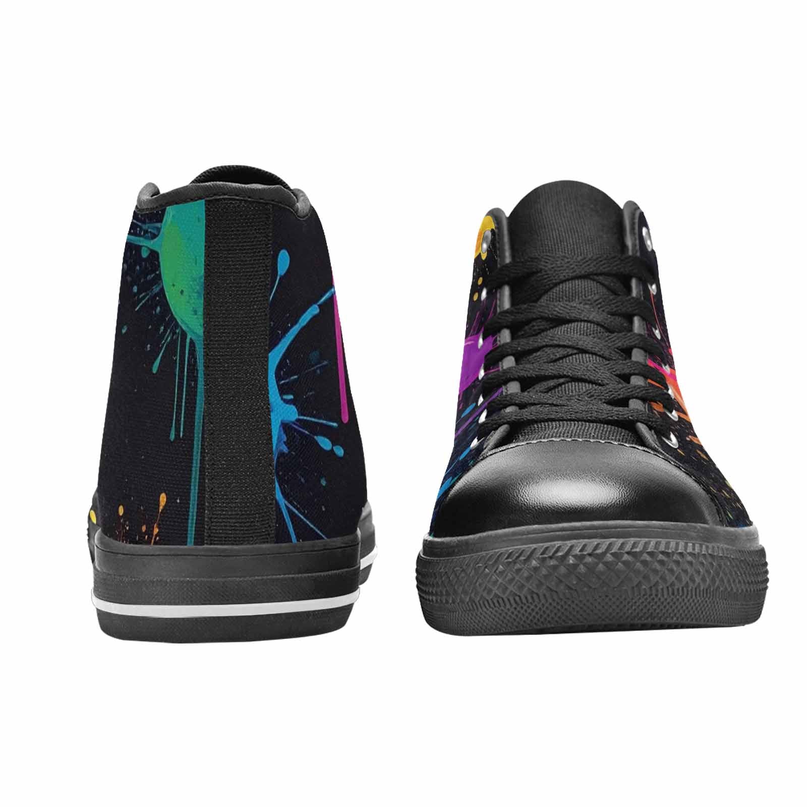 WOMEN'S Paint Splatter High Top Canvas Vibrant Chaos Custom Sneakers