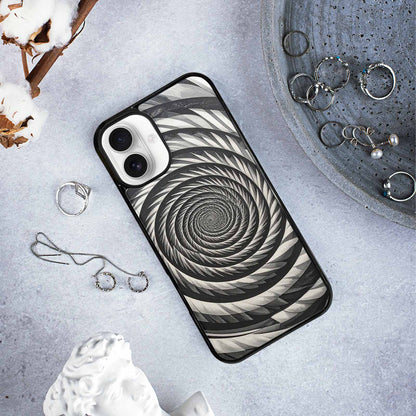 iPhone 16 Plus Case — Hypnotic Spiral Optical Illusion Motif High, Custom Designed Case Cover