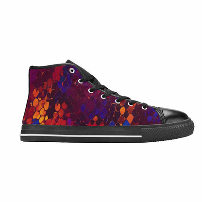 WOMEN'S Dark Snake Print High Top Canvas Y2K Custom Sneakers