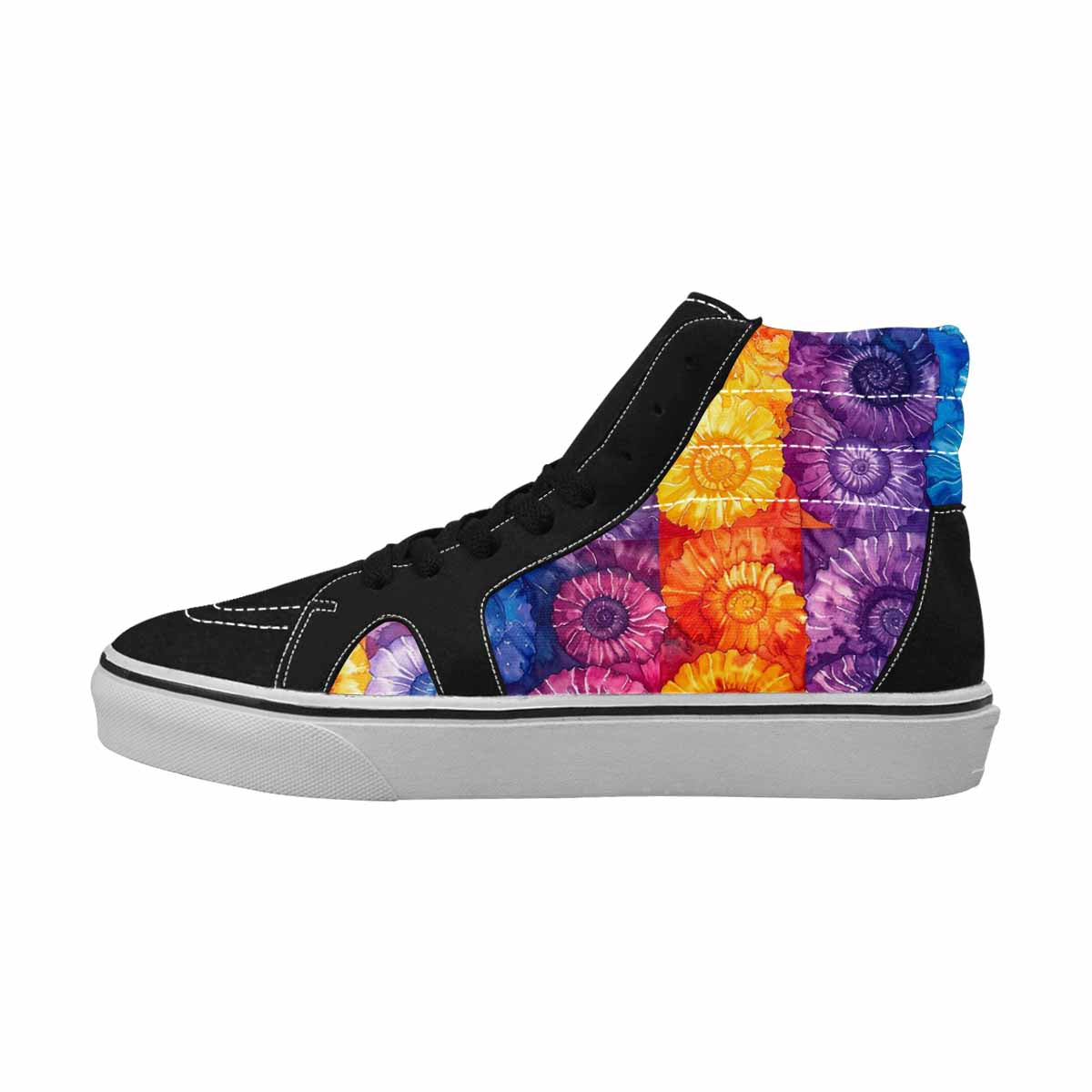 WOMEN'S Tie Dye Swirl High Top Canvas Wallpaper Art Sneakers
