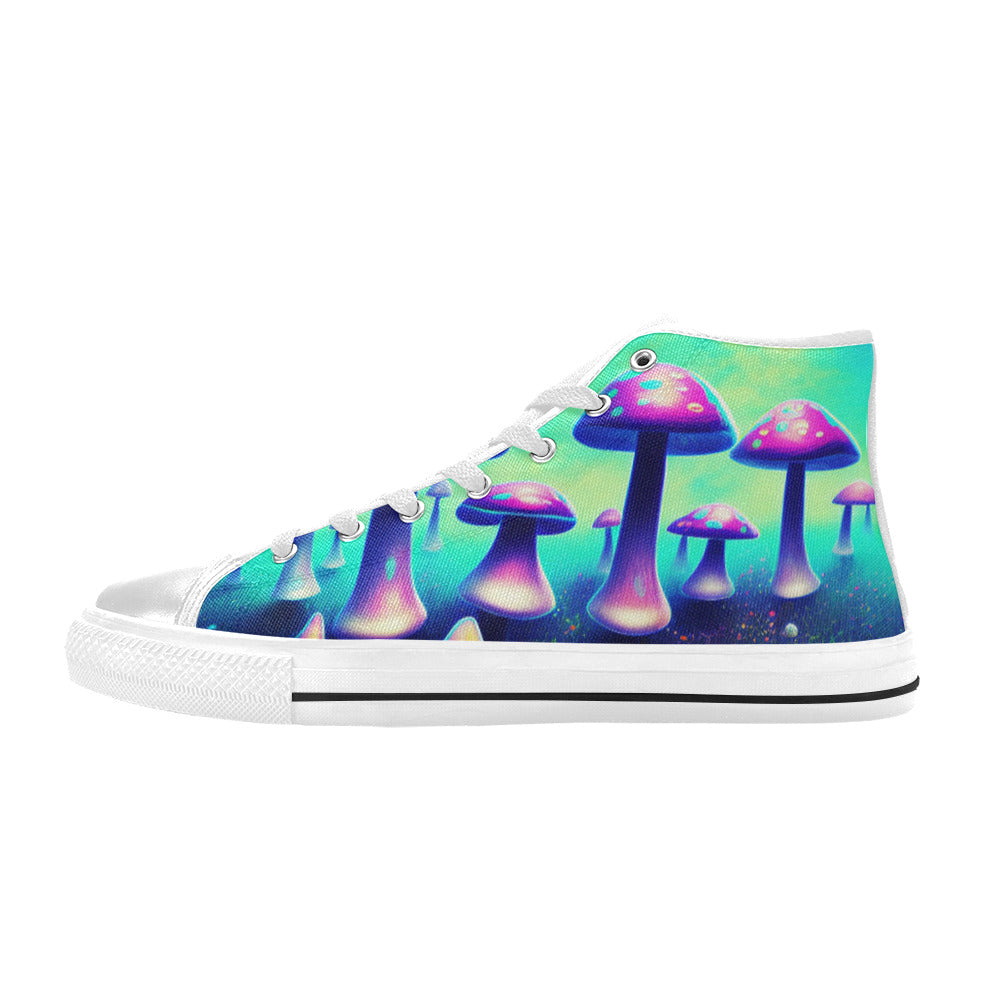 MEN'S Colorful Mushrooms Art Vibe High Top Canvas Grunge Custom Sneakers
