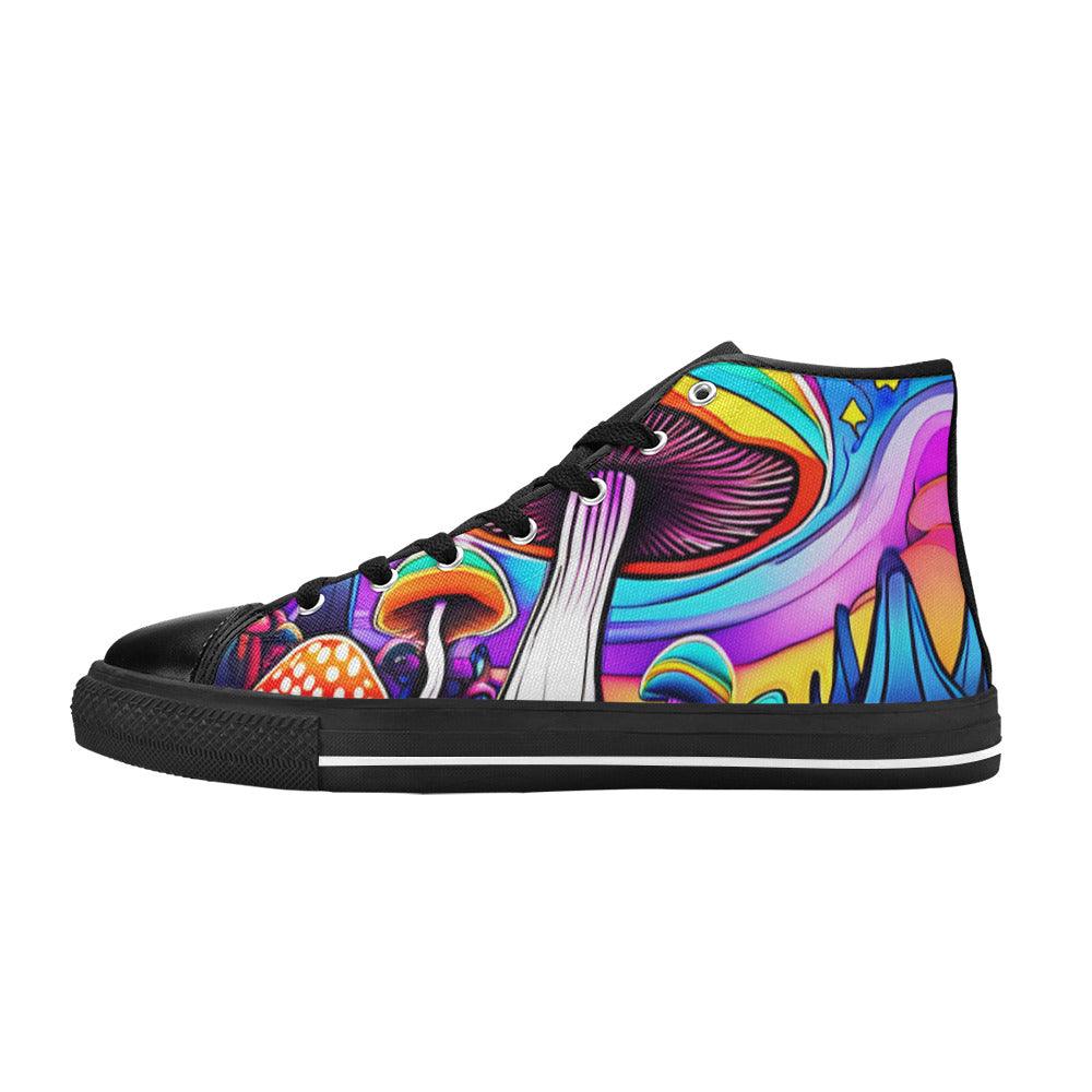 MEN'S Colorful Mushrooms Art Vibe High Top Canvas Vibrant Chaos Shoes