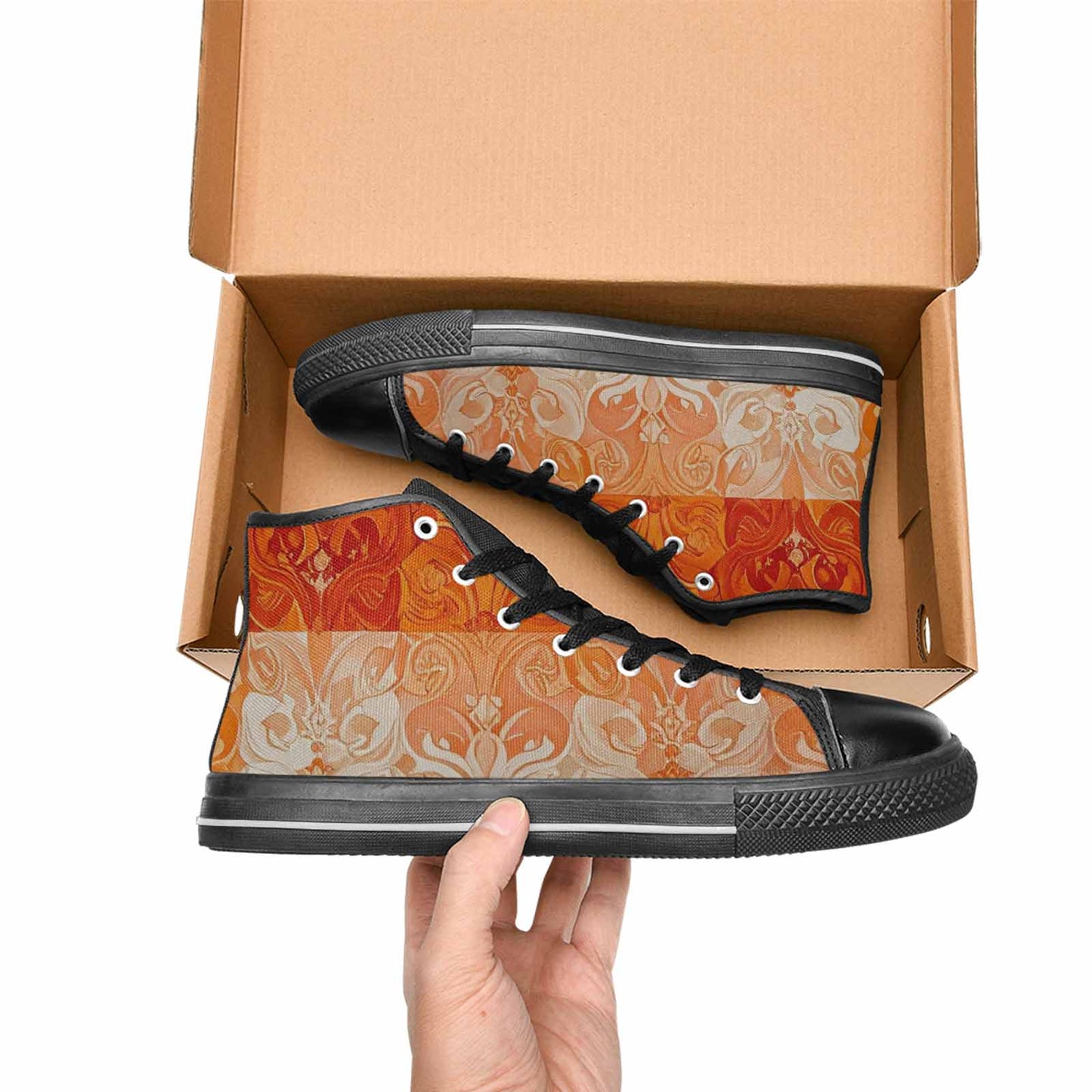 MEN'S Lesbian Flag Color High Top Canvas Grunge Sneakers