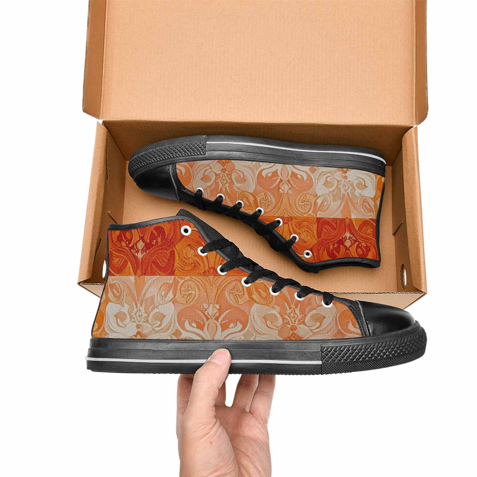 MEN'S Lesbian Flag Color High Top Canvas Grunge Sneakers