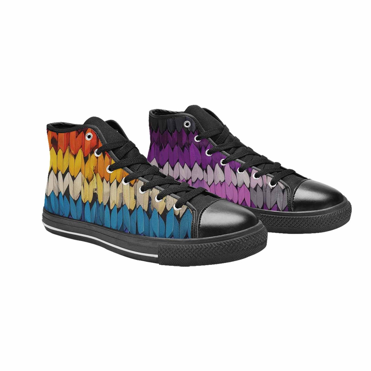 MEN'S Asexual Flag Color High Top Canvas Wallpaper Art Custom Sneakers