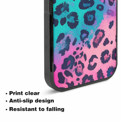 iPhone 15 Plus Case — Leopard Neon Pink Teal Airbrush, Custom Made Phone Cover