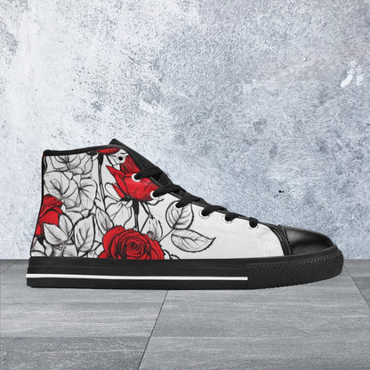 Red Roses Pen & Ink Style Women - Freaky Shoes®