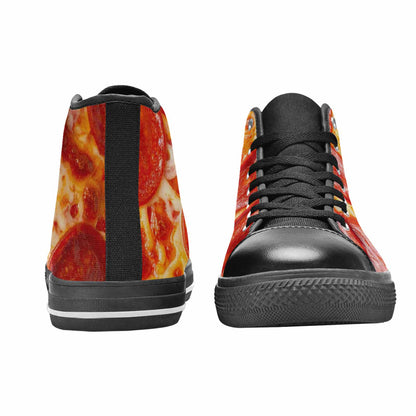 WOMEN'S Pepperoni Pizza Print High Top Canvas Dark Academia Custom Sneakers