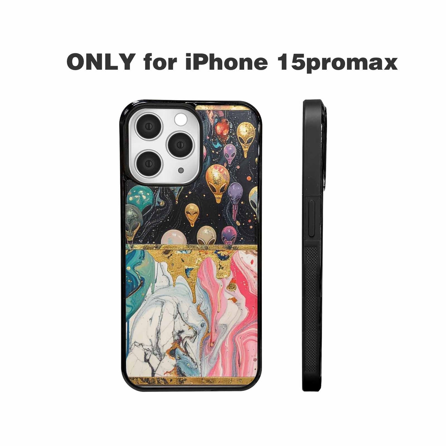 iPhone 15 Pro Max Case — Aliens Marblealiens Pattern Cyi, Customized Protective Case