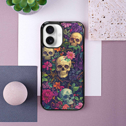 iPhone 16 Case — Skulls Botanicalskulls Pattern, Unique Phone Case Design