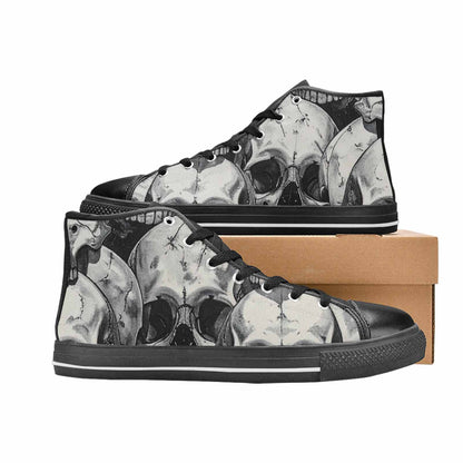 WOMEN'S Tessellated Human Skulls High Top Canvas Surreal Custom Shoes