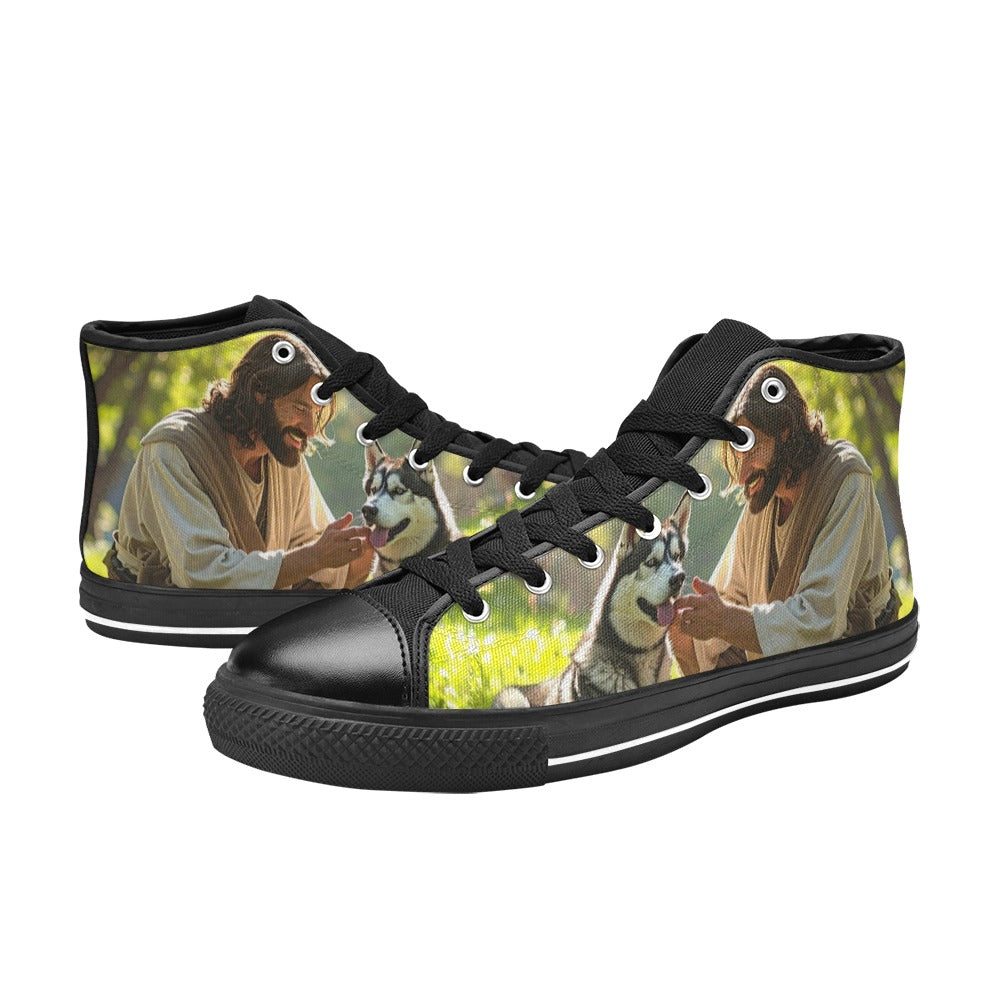 WOMEN'S Jesus_Ht_08 High Top Canvas Wallpaper Art Custom Shoes