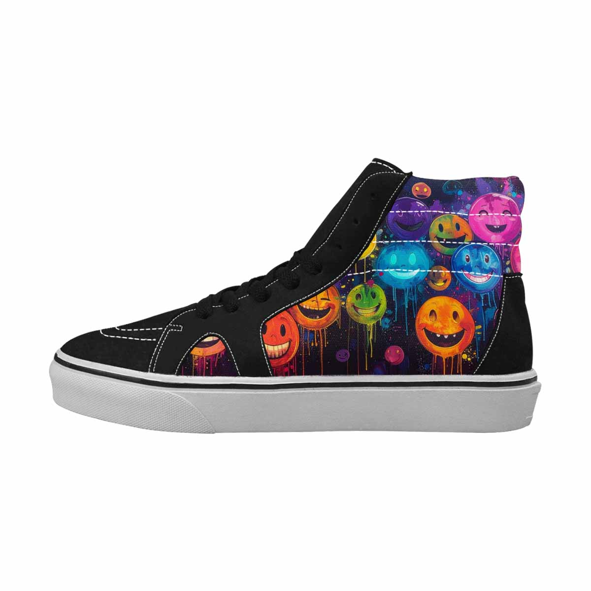 MEN'S Smiley Faces × Glow High Top Canvas Melting Art Sneakers