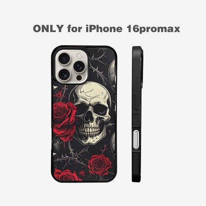 iPhone 16 Pro Max Case — Ornate Gothic Skulls Roses, Custom Art Phone Cover