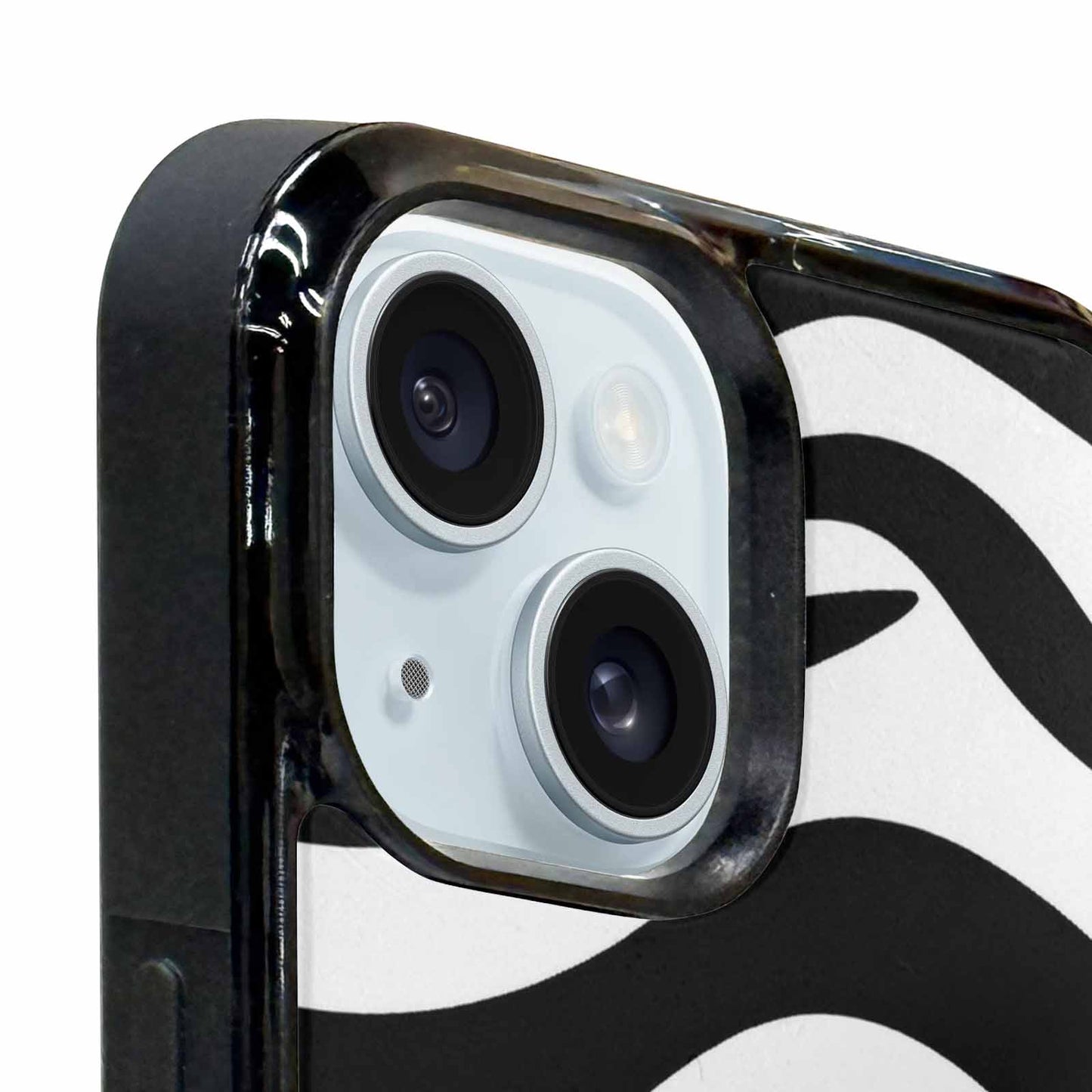iPhone 15 Plus Case — Zebra Print Black White, Custom Made Phone Cover
