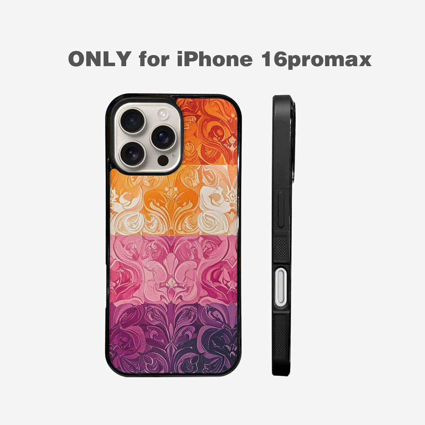 iPhone 16 Pro Max Case — Lesbian Flag Color Theme Small Rainbow, Custom Designed Case Cover
